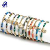 Adjustable Stone Beaded Bracelet with Lucky Eye Charm
