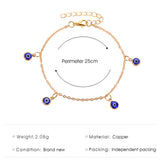 Evil Eye Anklet Silver Foot Chain Ankle Bracelet Adjustable