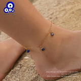 Evil Eye Anklet Silver Foot Chain Ankle Bracelet Adjustable