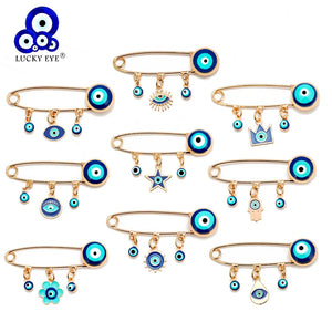 Lucky Eye Evil Eye Brooch Pin Dropping Oil Flower Crown Star Hamsa Hand Charm