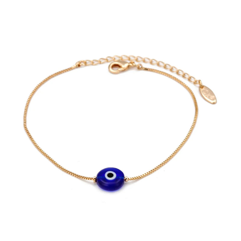 Evil Eye Charm Bracelet Copper Chain Adjustable Bracelet for Women Girls BE73
