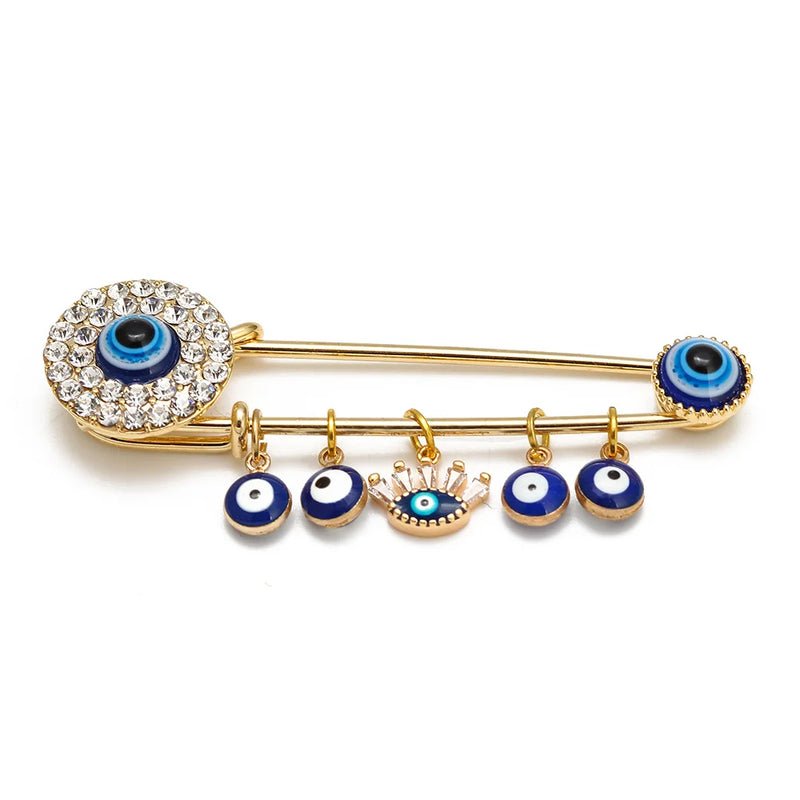 Lucky Eye Evil Eye Charm Tassel Brooch Pin Copper Brooch for Women