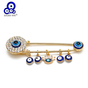 Lucky Eye Evil Eye Charm Tassel Brooch Pin Copper Brooch for Women
