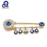 Lucky Eye Evil Eye Charm Tassel Brooch Pin Copper Brooch for Women