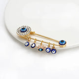 Lucky Eye Evil Eye Charm Tassel Brooch Pin Copper Brooch for Women