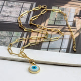 Evil Eye Pendant Necklace Double Layer Chain BE596
