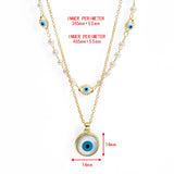 Evil Eye Pendant Necklace Double Layer Chain BE596