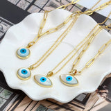 Evil Eye Pendant Necklace Double Layer Chain BE596