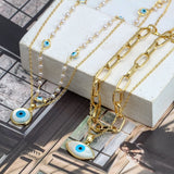 Evil Eye Pendant Necklace Double Layer Chain BE596