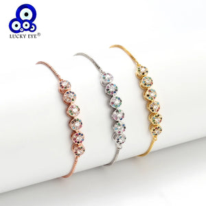 Colorful Zircon Lucky Eye Bracelet for Women