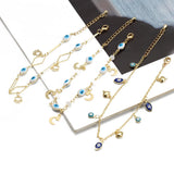 Evil Eye Butterfly Flower Cross Heart Charm Bracelet