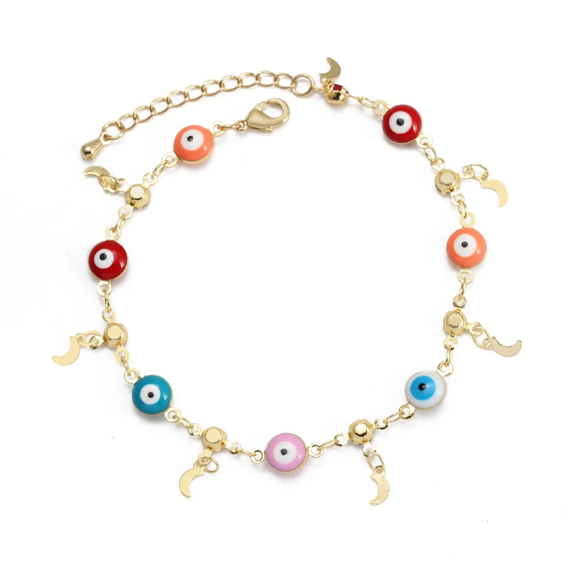 Evil Eye Butterfly Flower Cross Heart Charm Bracelet