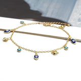 Evil Eye Butterfly Flower Cross Heart Charm Bracelet
