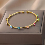 Colorful Drip Oil Evil Eye Bangle LE1161