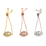 Colorful Zircon Lucky Eye Charm Bracelet on Rose Silver Chain