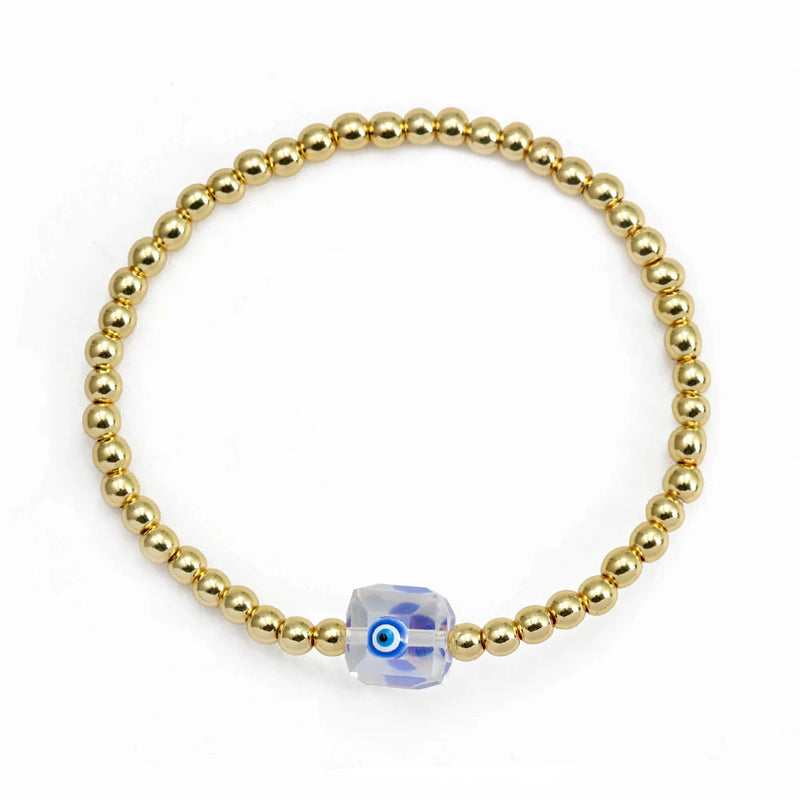 Lucky Eye Copper Crystal Bead Evil Eye Bracelet for Women Men