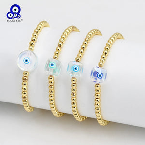 Lucky Eye Copper Crystal Bead Evil Eye Bracelet for Women Men