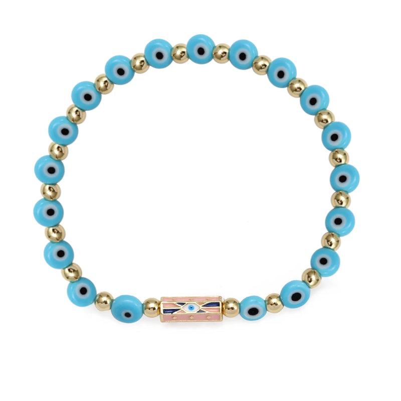 Lucky Eye Copper Fatima Hand Evil Eye Charm Bracelet BE1011