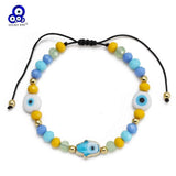 Lucky Eye Crystal Bead Fatima Hand Charm Bracelet for Women Girls Men