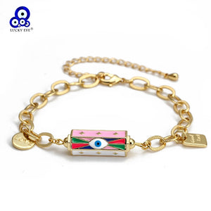 Evil Eye Cuban Link Chain Bracelet for Women Girls Men BT338