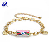 Evil Eye Cuban Link Chain Bracelet for Women Girls Men BT338