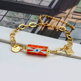 Evil Eye Cuban Link Chain Bracelet for Women Girls Men BT338