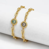 Evil Eye Bracelet Adjustable Copper Micro Pave Zircon Bracelet