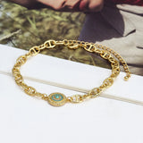 Evil Eye Bracelet Adjustable Copper Micro Pave Zircon Bracelet