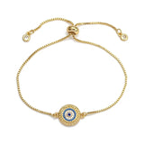 Evil Eye Bracelet Adjustable Copper Micro Pave Zircon Bracelet