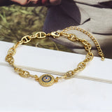 Evil Eye Bracelet Adjustable Copper Micro Pave Zircon Bracelet