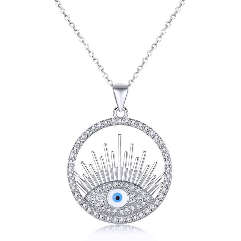 Evil Eye Pendant Necklace S925 Sterling Silver Zircon Necklace