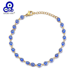 Evil Eye Charm Bracelet Stainless Steel Adjustable for Women