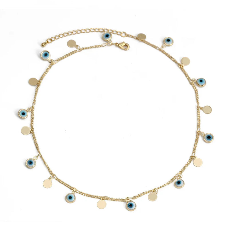 Lucky Eye Fatima Hand Heart Choker Necklace Evil Eye Tassel Necklace