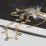 Lucky Eye Fatima Hand Heart Choker Necklace Evil Eye Tassel Necklace
