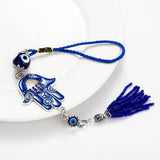 Evil Eye Glass Bead Keychain Tassel Hamsa Hand Car Keychain