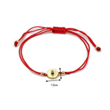 Copper Evil Eye Charm Bracelet Red Rope Adjustable BE70