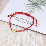 Copper Evil Eye Charm Bracelet Red Rope Adjustable BE70