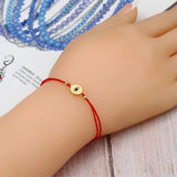 Copper Evil Eye Charm Bracelet Red Rope Adjustable BE70