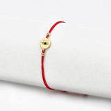 Copper Evil Eye Charm Bracelet Red Rope Adjustable BE70