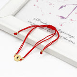 Copper Evil Eye Charm Bracelet Red Rope Adjustable BE70