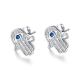 Lucky Eye Hamsa Hand Stud Earrings CZ Jewelry Women Girls Birthday Gift