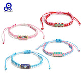 Colorful Braided Rope Evil Eye Charm Bracelet for Women Girls