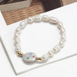 Adjustable Evil Eye Bead Bracelet Freshwater Pearl Women Girl