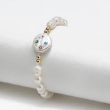 Adjustable Evil Eye Bead Bracelet Freshwater Pearl Women Girl