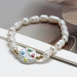 Adjustable Evil Eye Bead Bracelet Freshwater Pearl Women Girl