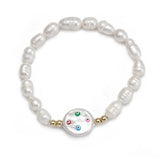 Adjustable Evil Eye Bead Bracelet Freshwater Pearl Women Girl