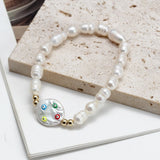Adjustable Evil Eye Bead Bracelet Freshwater Pearl Women Girl