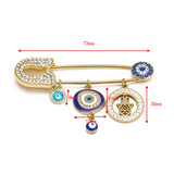 Lucky Eye Heart Fatima Hamsa Hand Evil Eye Charm Brooch Pin