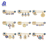 Lucky Eye Heart Fatima Hamsa Hand Evil Eye Charm Brooch Pin