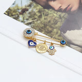 Lucky Eye Heart Fatima Hamsa Hand Evil Eye Charm Brooch Pin